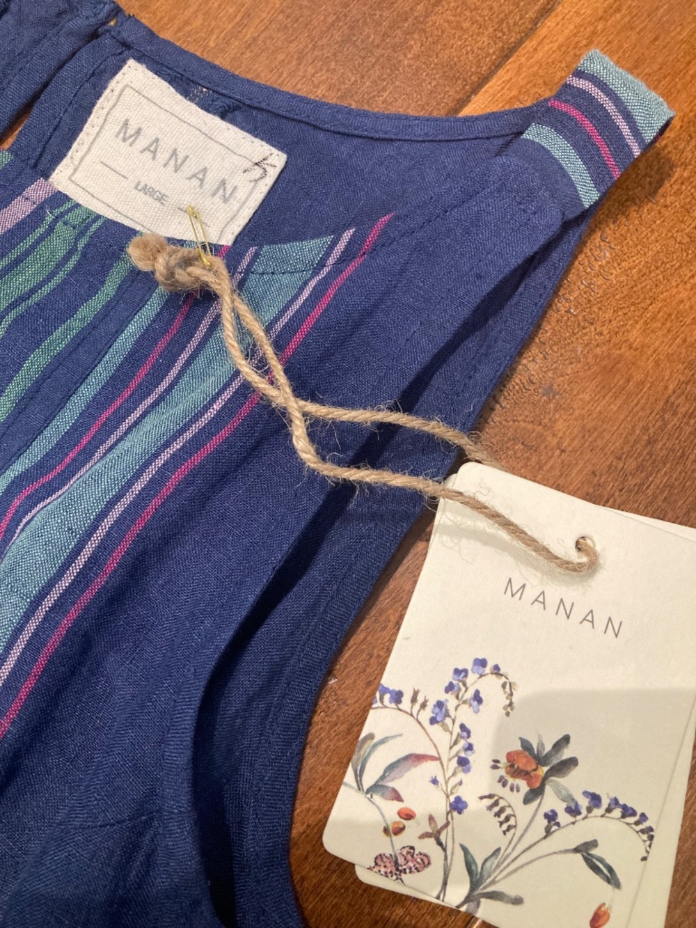 Manan 100% linen sleeveless indigo dress - Picture 6 of 11